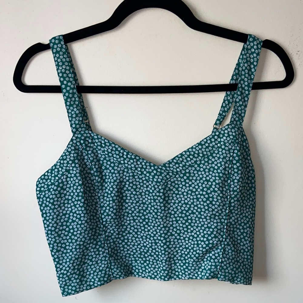 Abercrombie & Fitch Green Floral Crop Top
